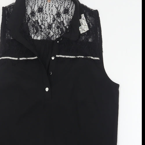 SheIn Womens Black  Polyester Basic Blouse Size M Collared
