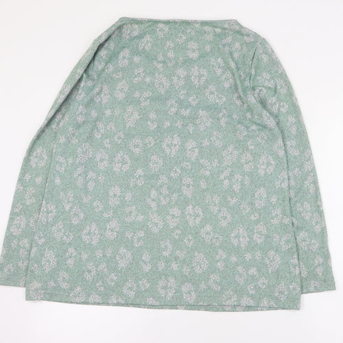 Love Leisure Womens Green Round Neck Geometric Polyester Pullover Jumper Size 16