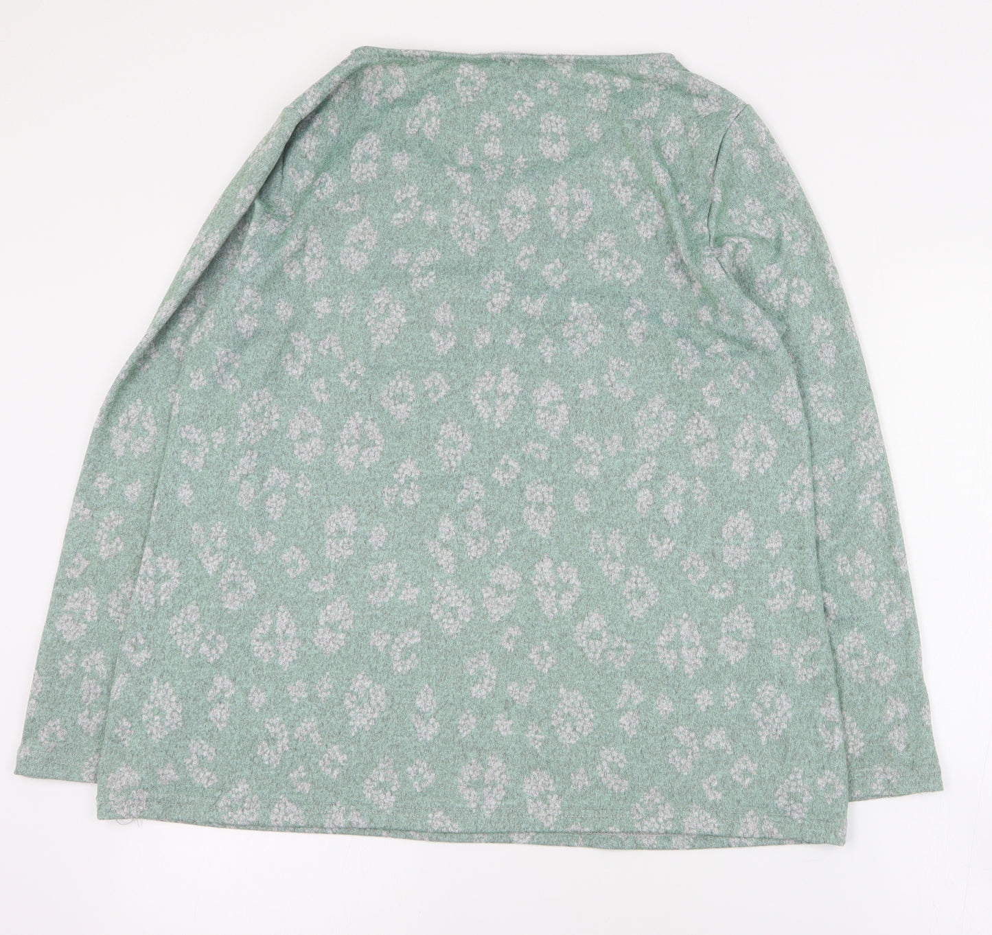 Love Leisure Womens Green Round Neck Geometric Polyester Pullover Jumper Size 16