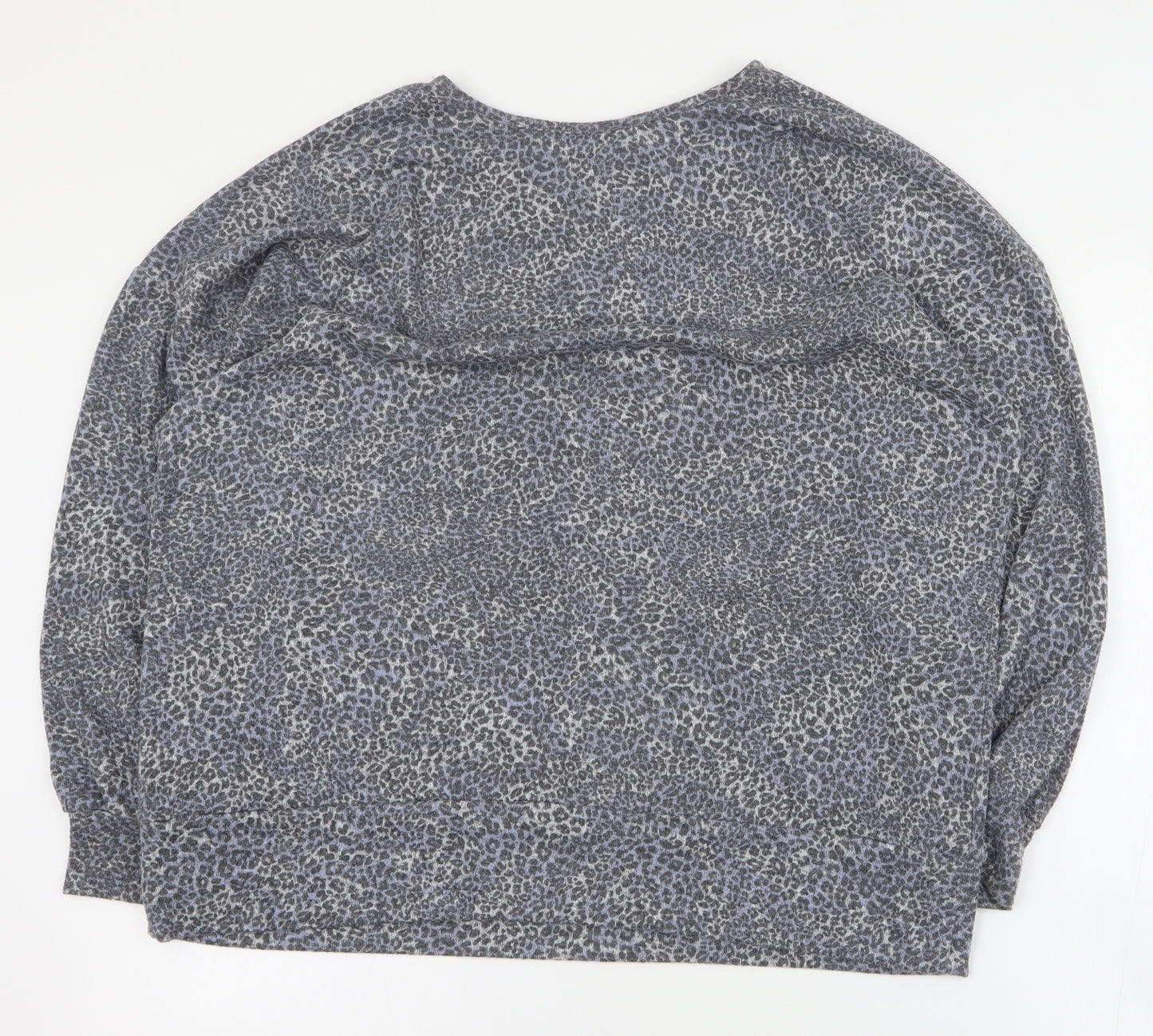 Kaleidoscope Womens Blue Round Neck Animal Print Polyester Pullover Jumper Size 16