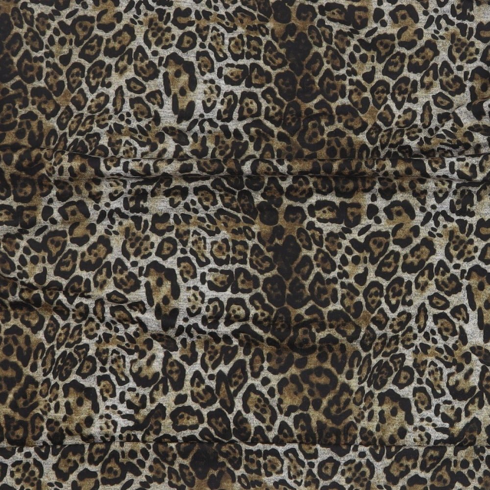 Peacocks Womens Brown Round Neck Animal Print Polyester Pullover Jumper Size 16