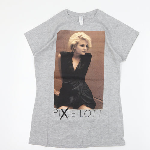 Gildan Womens Grey  Cotton Basic T-Shirt Size L Crew Neck - Pixie Lott