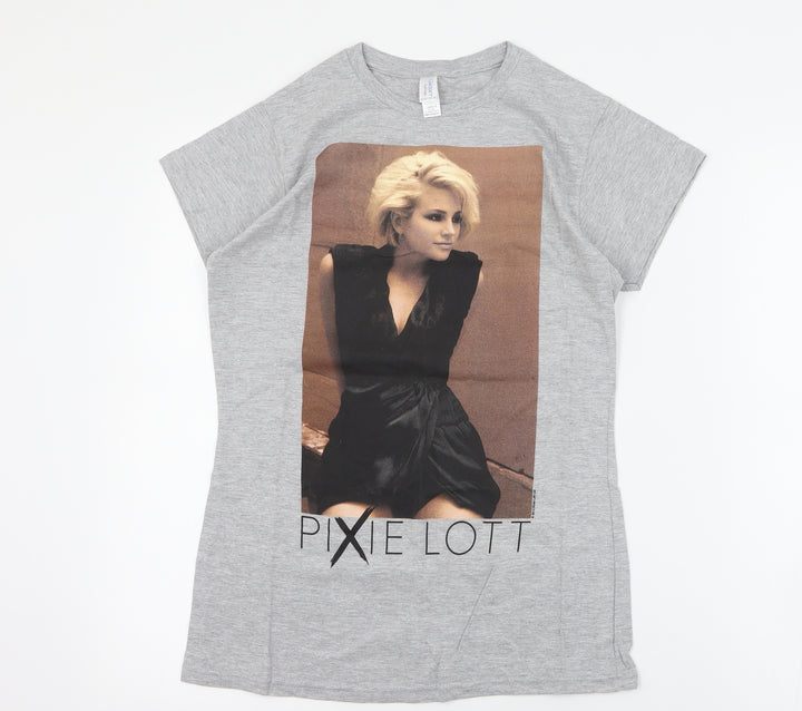 Gildan Womens Grey Cotton Basic T-Shirt Size L Crew Neck - Pixie Lott