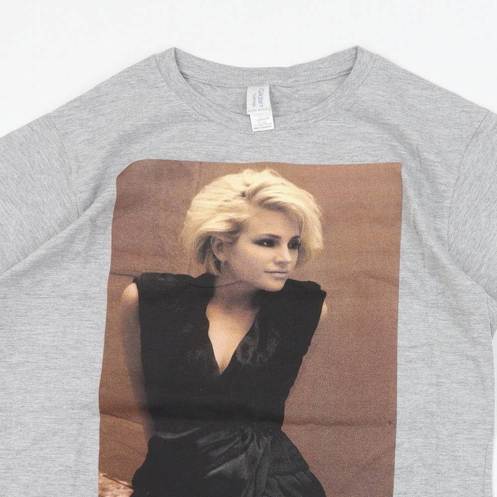 Gildan Womens Grey  Cotton Basic T-Shirt Size L Crew Neck - Pixie Lott