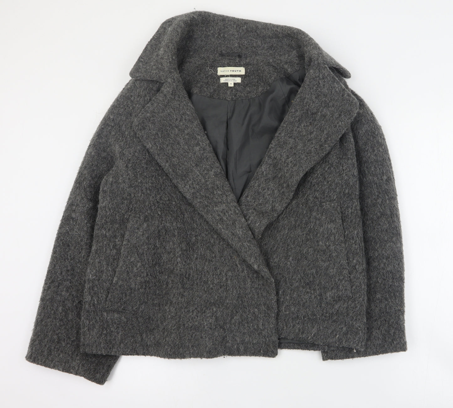 Native Youth Womens Grey   Pea Coat Coat Size M