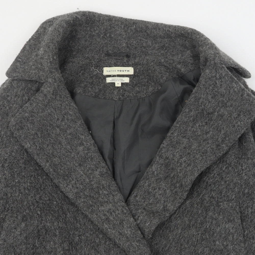 Native Youth Womens Grey   Pea Coat Coat Size M