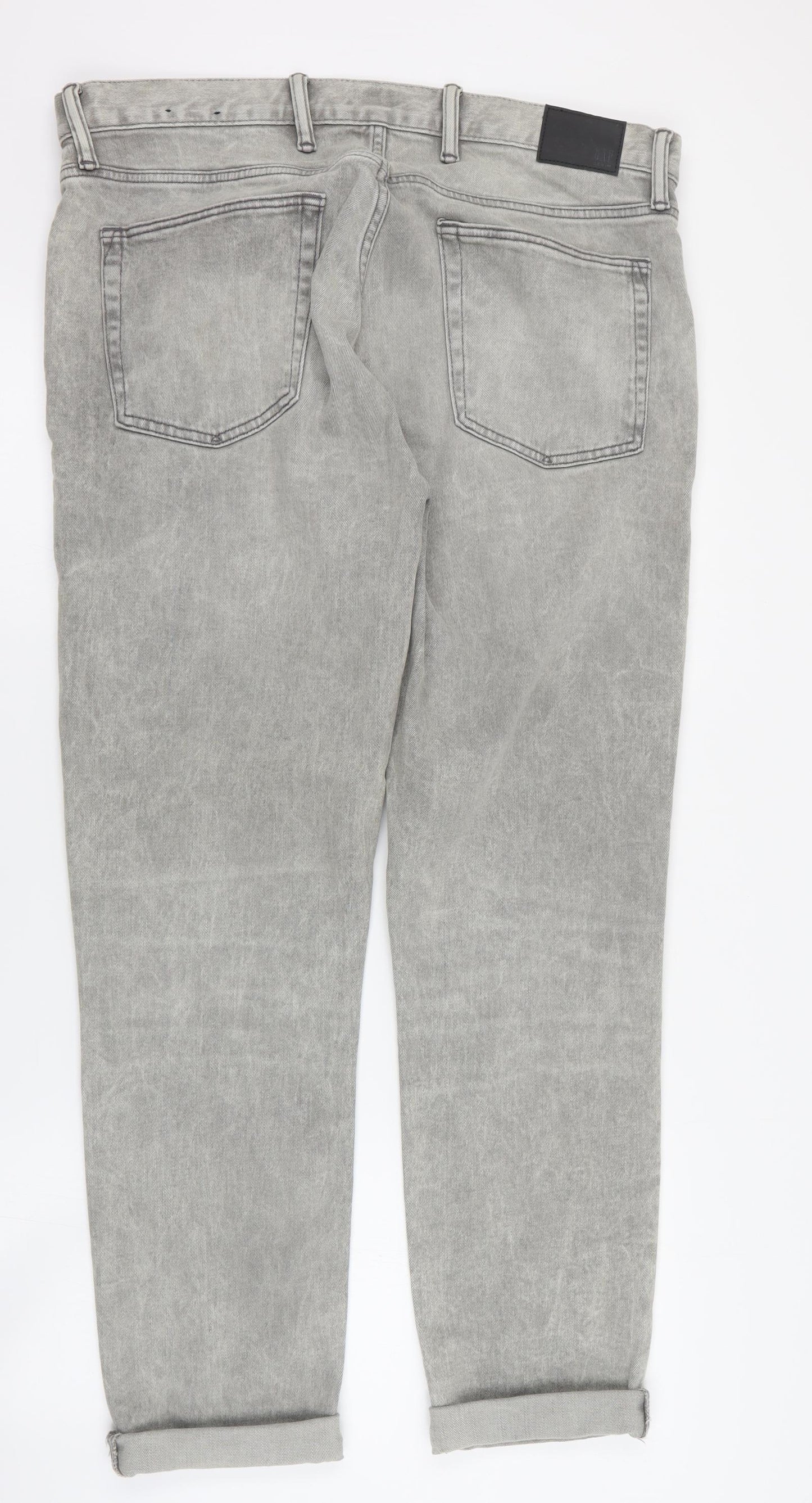 Gap Mens Grey  Cotton Straight Jeans Size 36 in L32 in Regular Zip