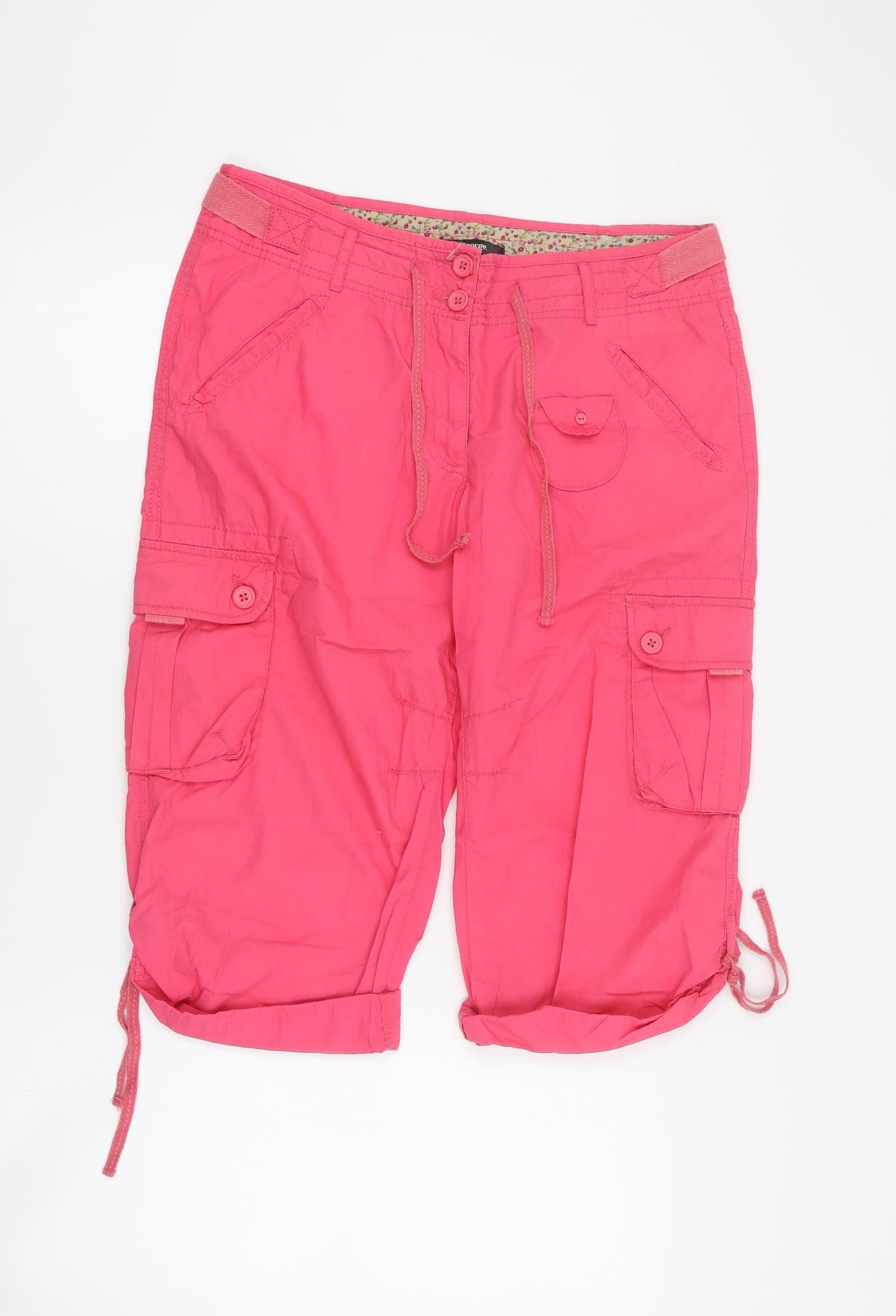 George Womens Pink  Cotton Cargo Shorts Size 16 L16 in Regular Button
