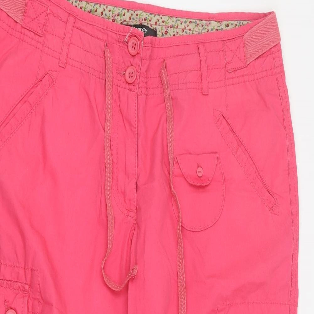 George Womens Pink  Cotton Cargo Shorts Size 16 L16 in Regular Button