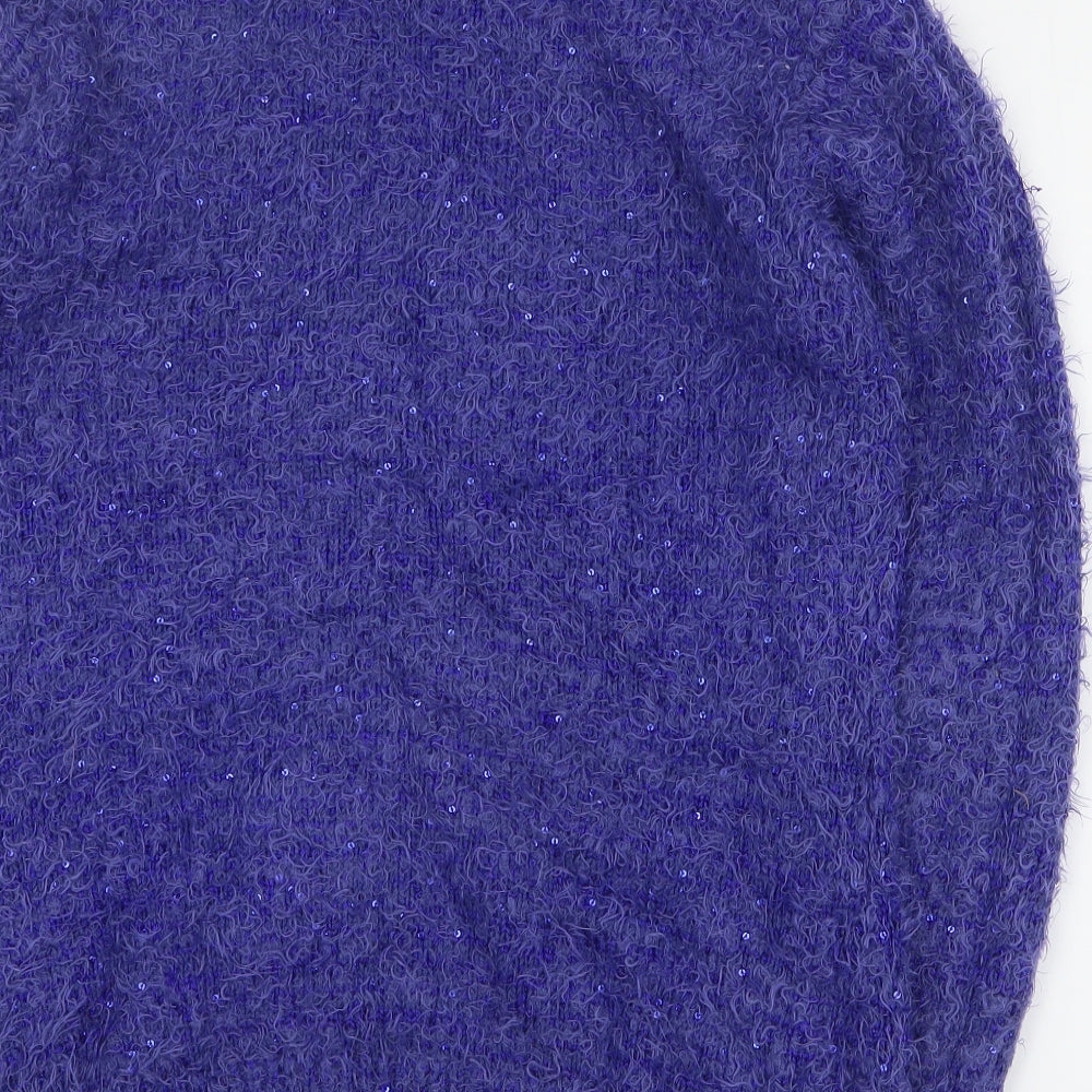 Mia Moda Womens Blue Round Neck  Polyester Pullover Jumper Size M