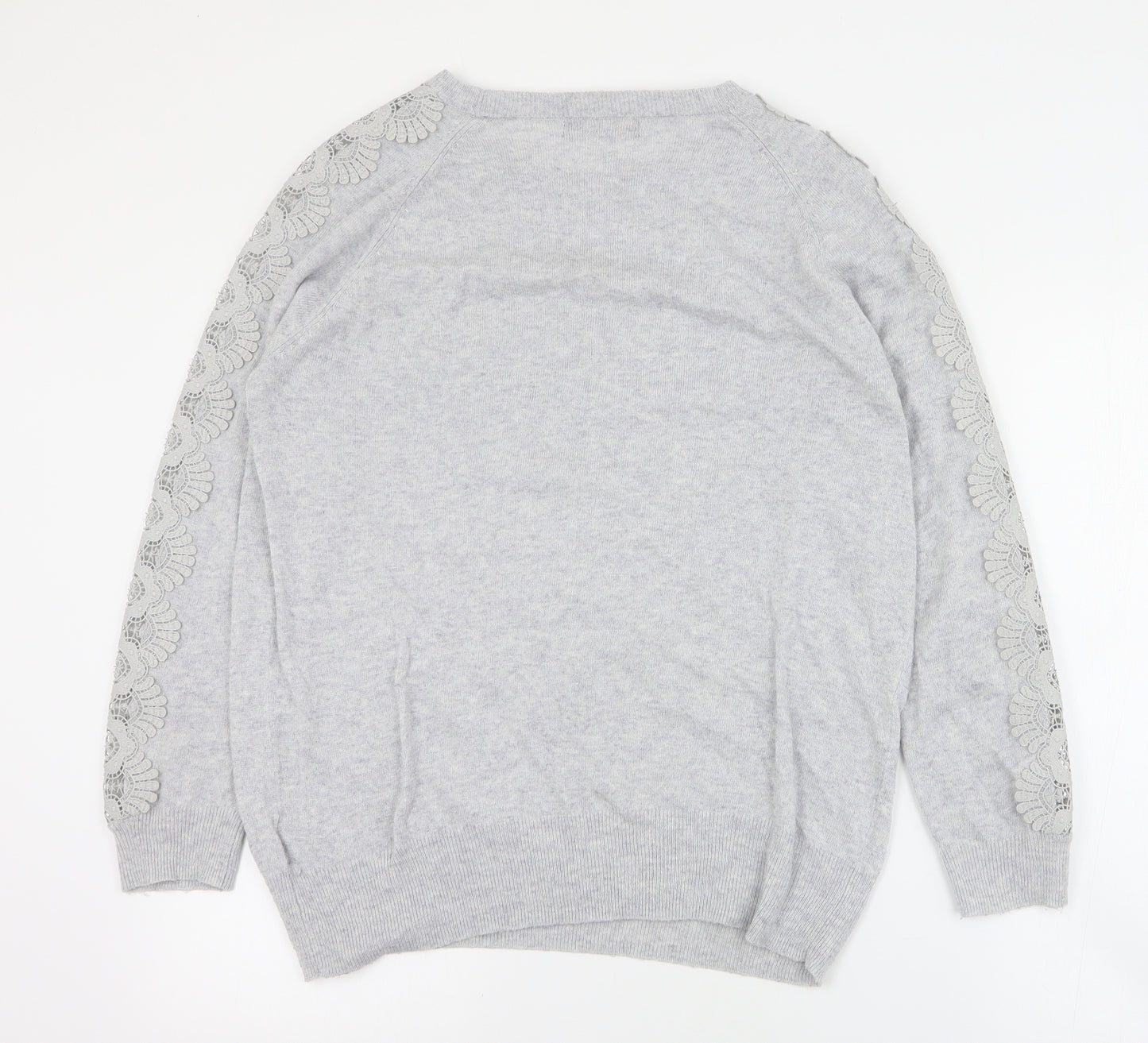 Marks and Spencer Womens Grey Round Neck  Polyester Pullover Jumper Size 16
