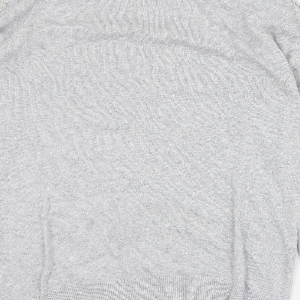 Marks and Spencer Womens Grey Round Neck  Polyester Pullover Jumper Size 16