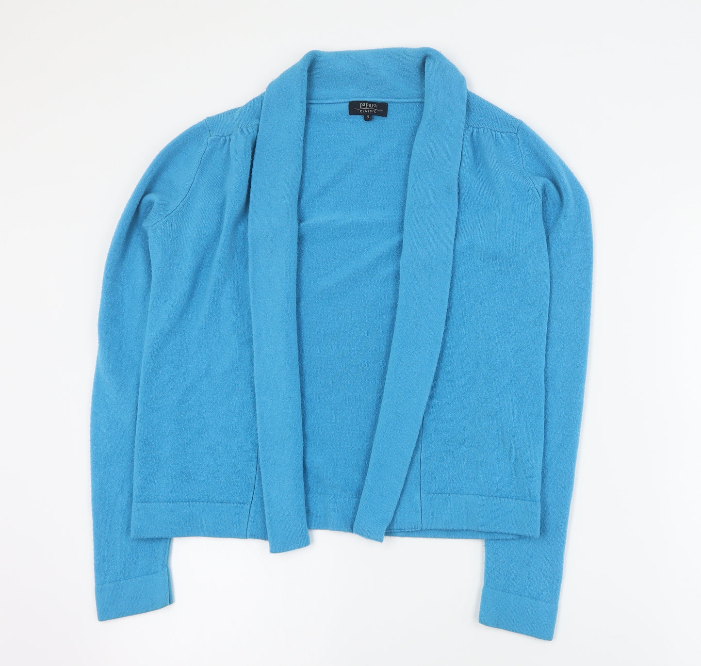 Papaya Womens Blue V-Neck  Acrylic Cardigan Jumper Size 8