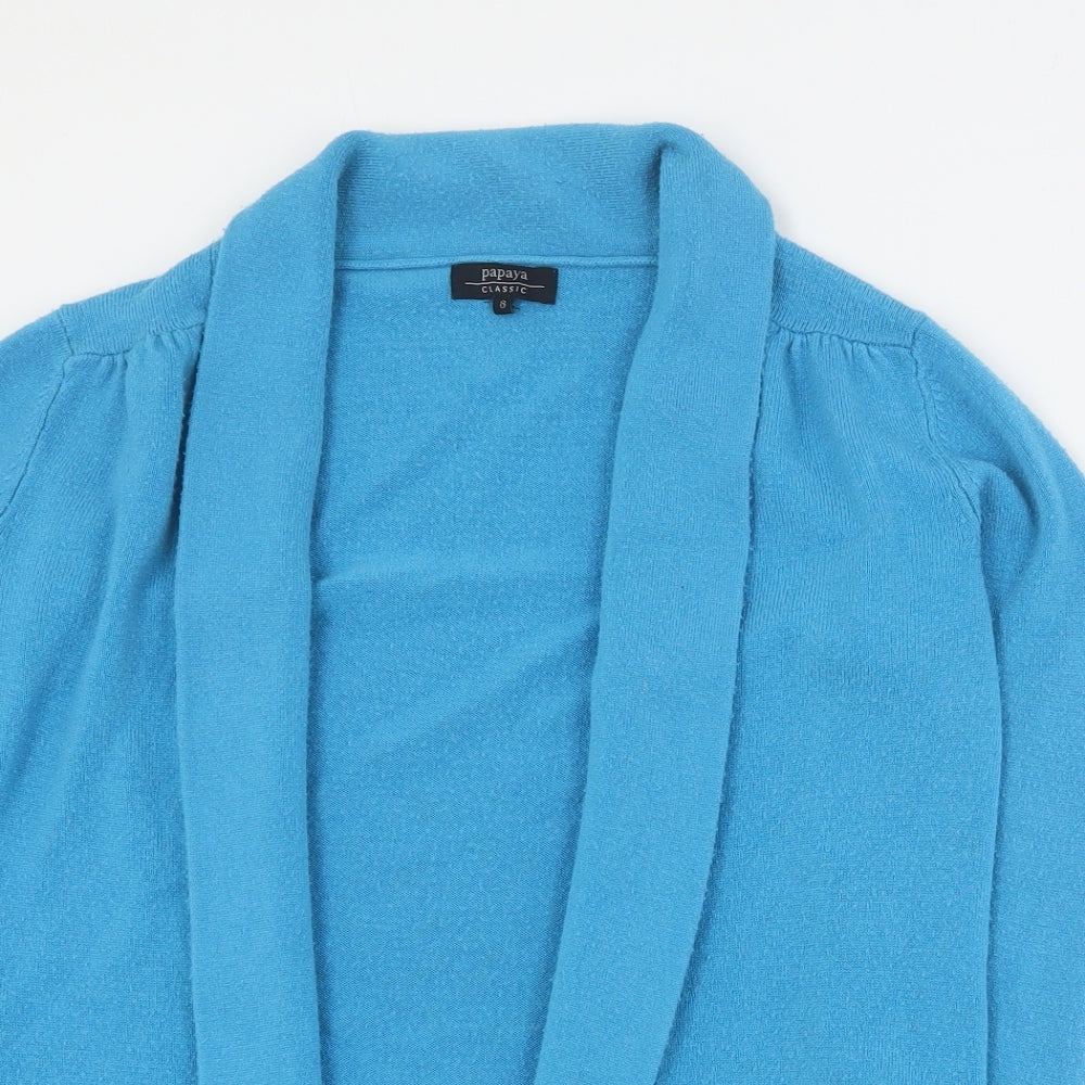 Papaya Womens Blue V-Neck  Acrylic Cardigan Jumper Size 8
