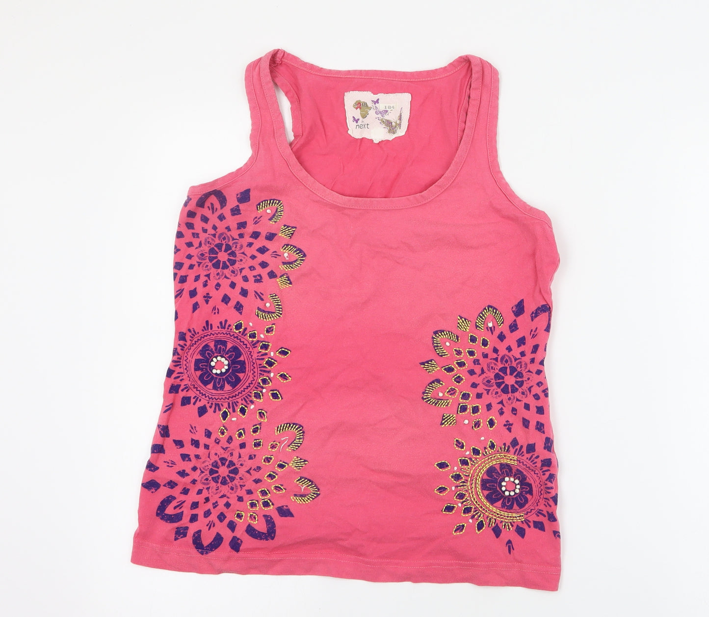 NEXT Womens Pink  Cotton Basic Tank Size 12 Round Neck