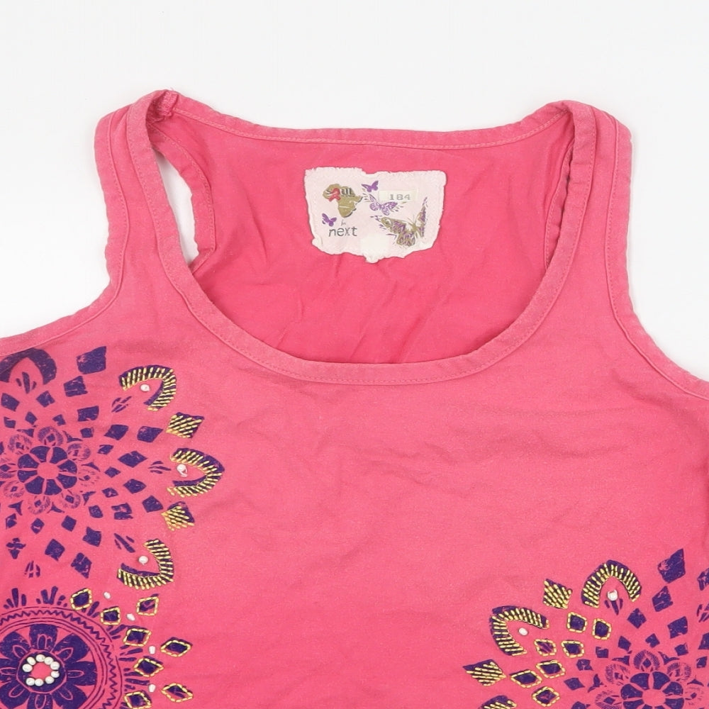 NEXT Womens Pink  Cotton Basic Tank Size 12 Round Neck
