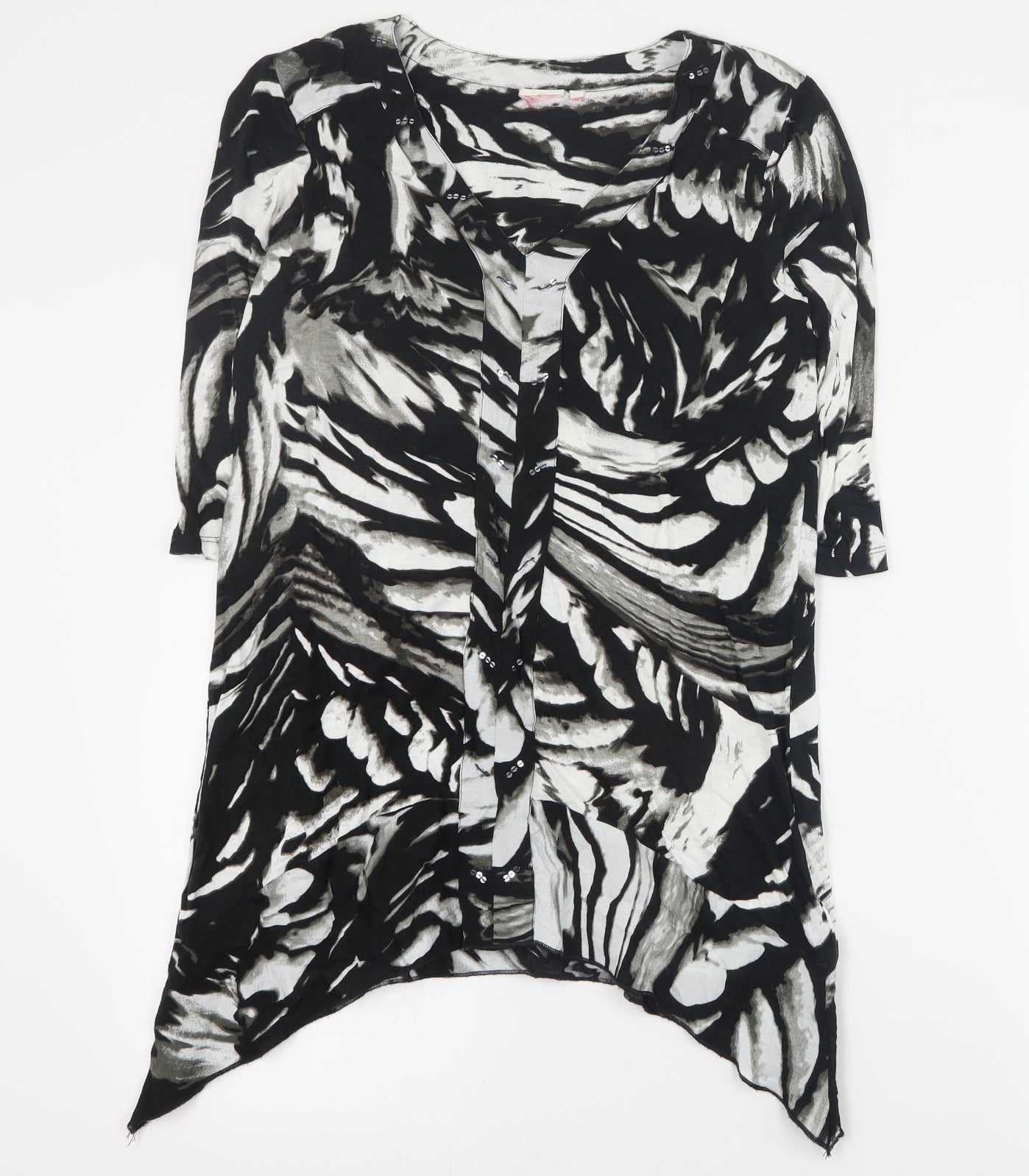 NEXT Womens Black  Viscose Basic Blouse Size 12 V-Neck