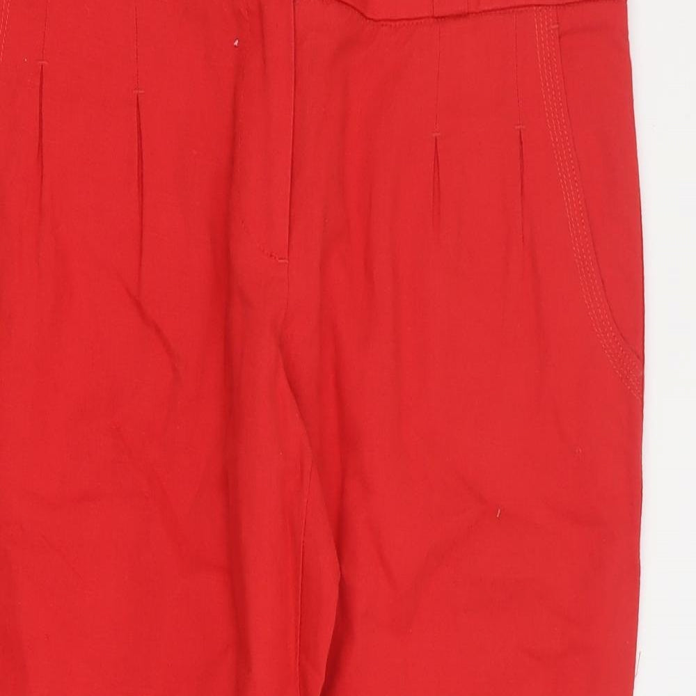 NEXT Womens Red  Linen Carrot Trousers Size 10 L26 in Regular Zip