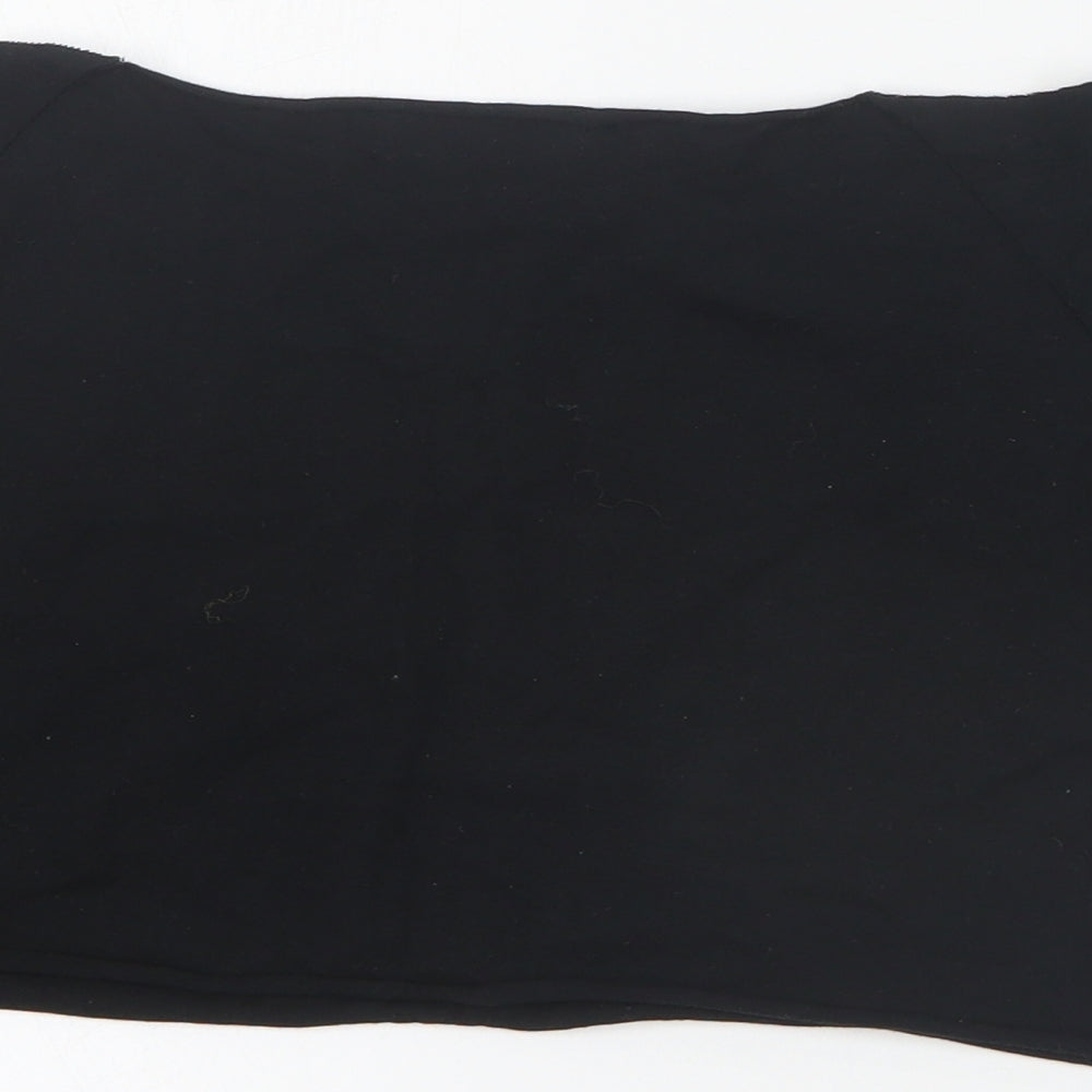 Pineapple Girls Black  Cotton Cropped T-Shirt Size XS Off the Shoulder Pullover