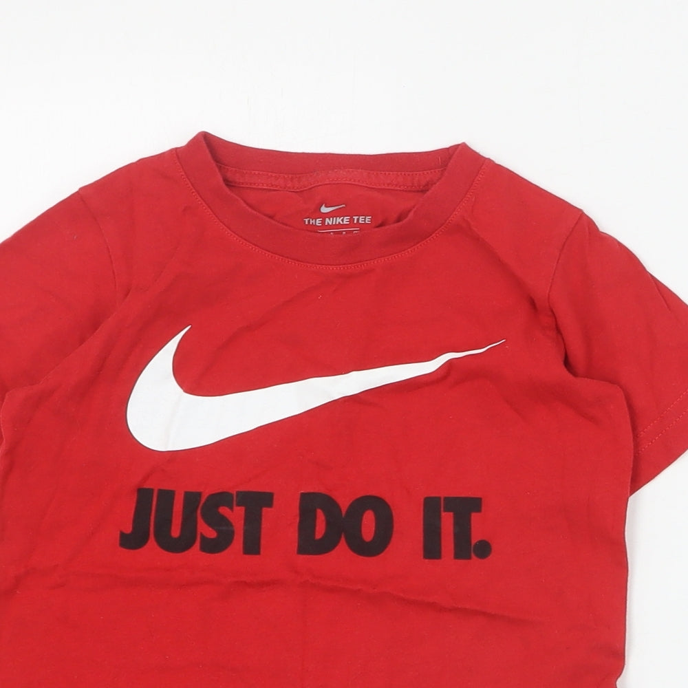 Nike Boys Red  Cotton Pullover T-Shirt Size 4-5 Years Crew Neck Pullover