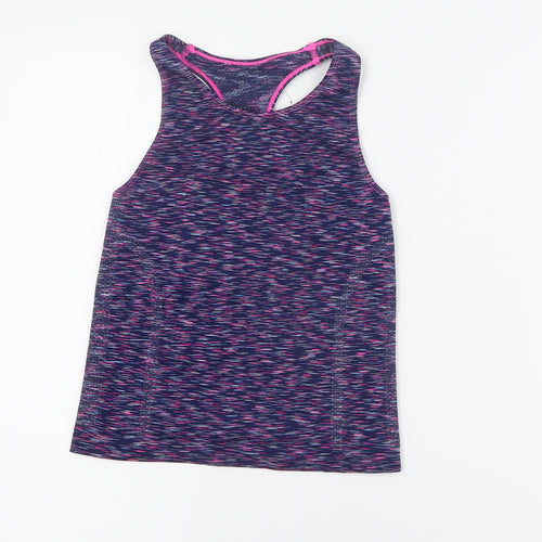 Peacocks Girls Blue  Polyester Basic Tank Size M Round Neck Pullover