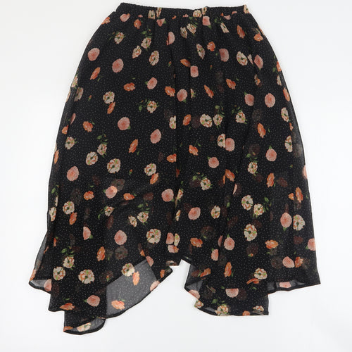 New Look Womens Black Floral Polyester A-Line Skirt Size 10