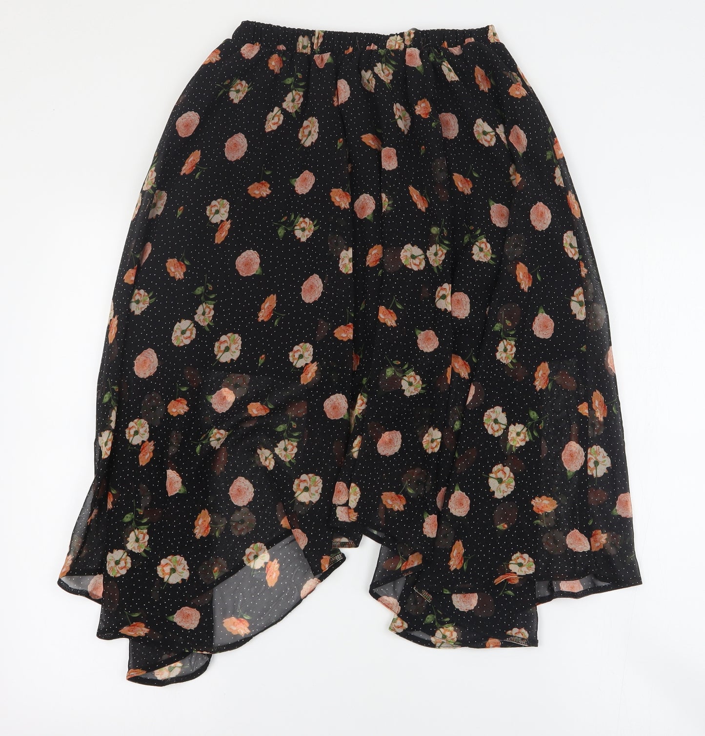New Look Womens Black Floral Polyester A-Line Skirt Size 10