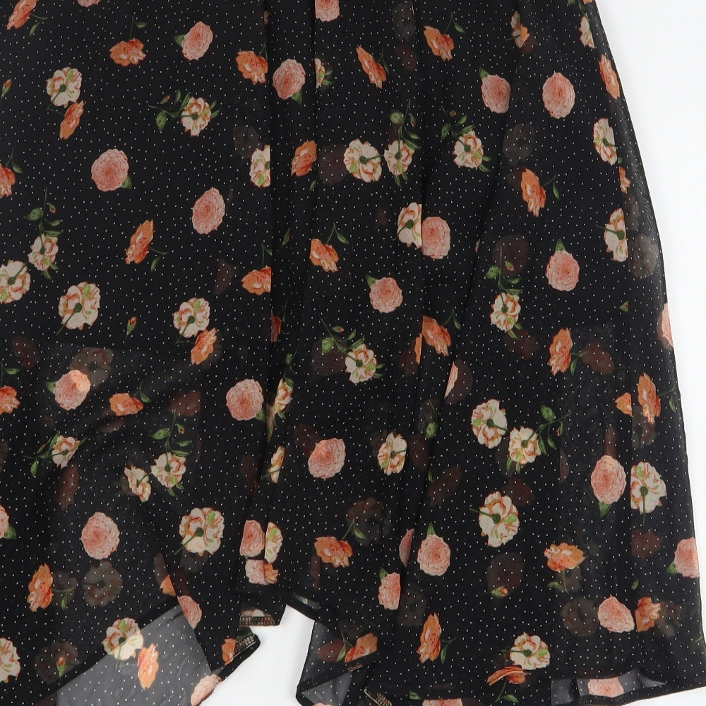 New Look Womens Black Floral Polyester A-Line Skirt Size 10