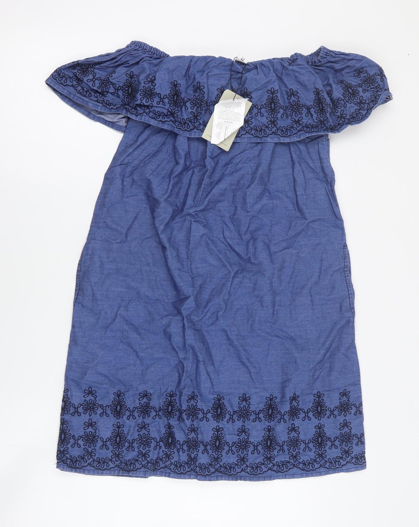 Primark Womens Blue  Cotton Mini  Size 10  Off the Shoulder Pullover