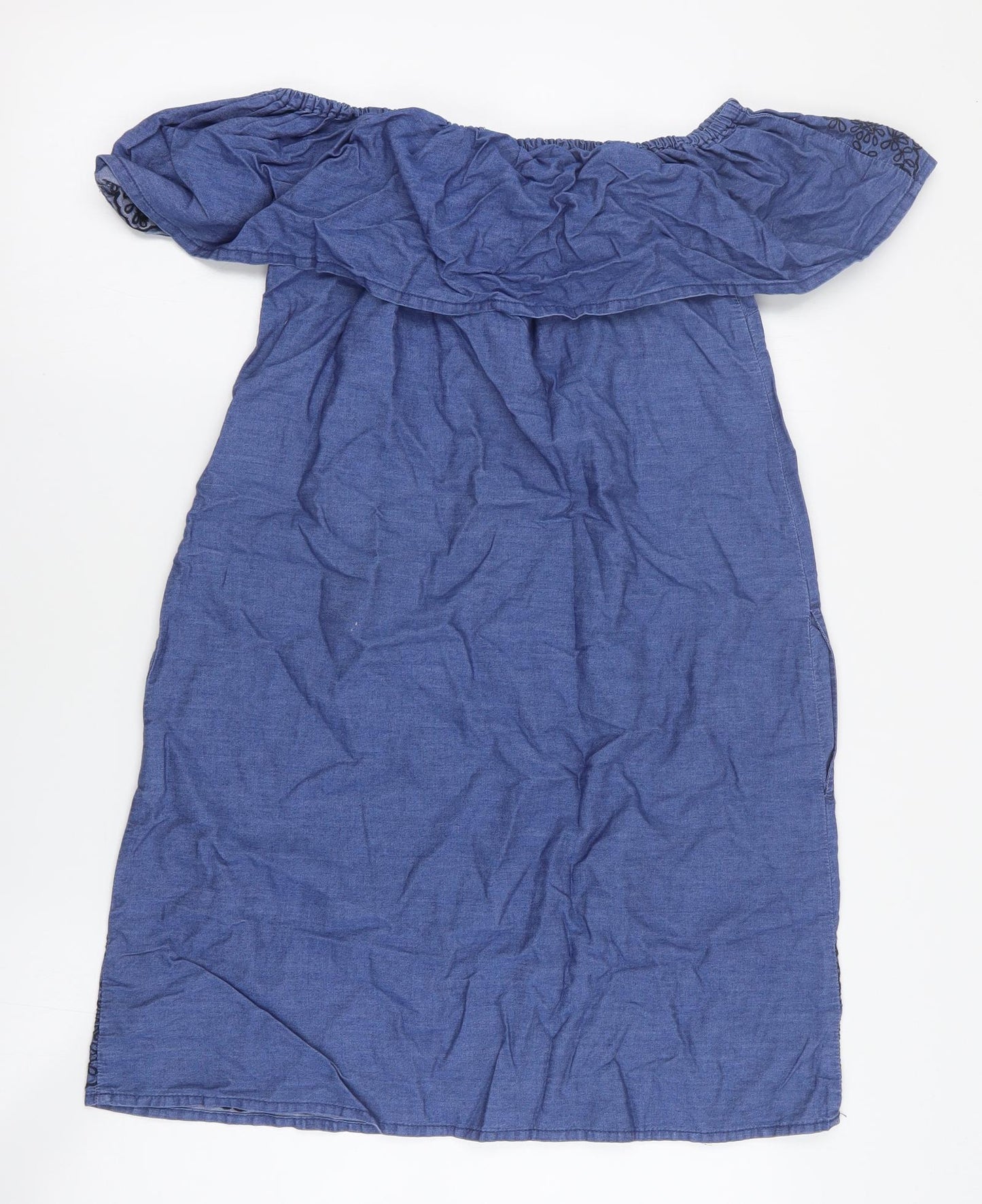 Primark Womens Blue  Cotton Mini  Size 10  Off the Shoulder Pullover
