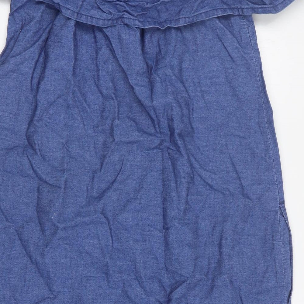 Primark Womens Blue  Cotton Mini  Size 10  Off the Shoulder Pullover