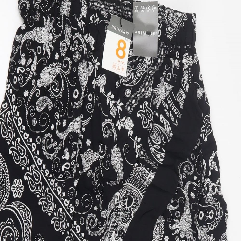 Primark Womens Black Paisley Viscose Bandage Skirt Size 8
