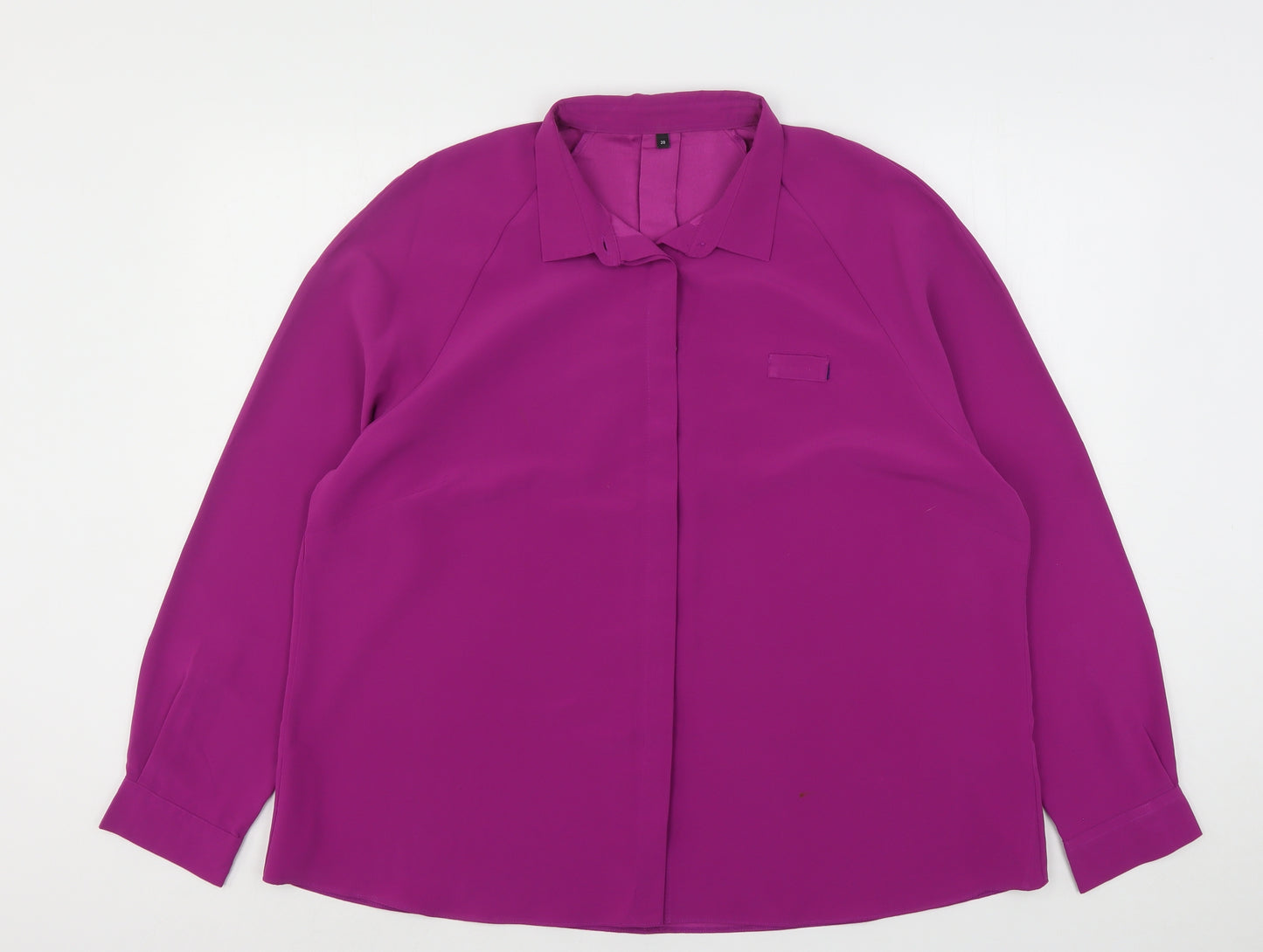 Preworn Womens Purple  Polyester Basic Button-Up Size 20 Collared