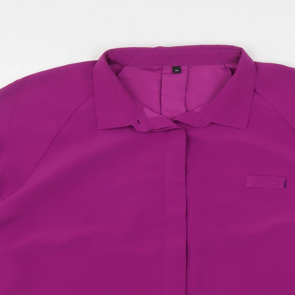 Preworn Womens Purple  Polyester Basic Button-Up Size 20 Collared