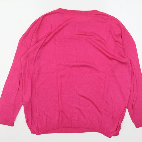 Marks and Spencer Womens Pink Round Neck  Acrylic Pullover Jumper Size M