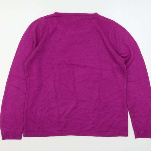 Paramour Womens Purple Round Neck  Acrylic Pullover Jumper Size M