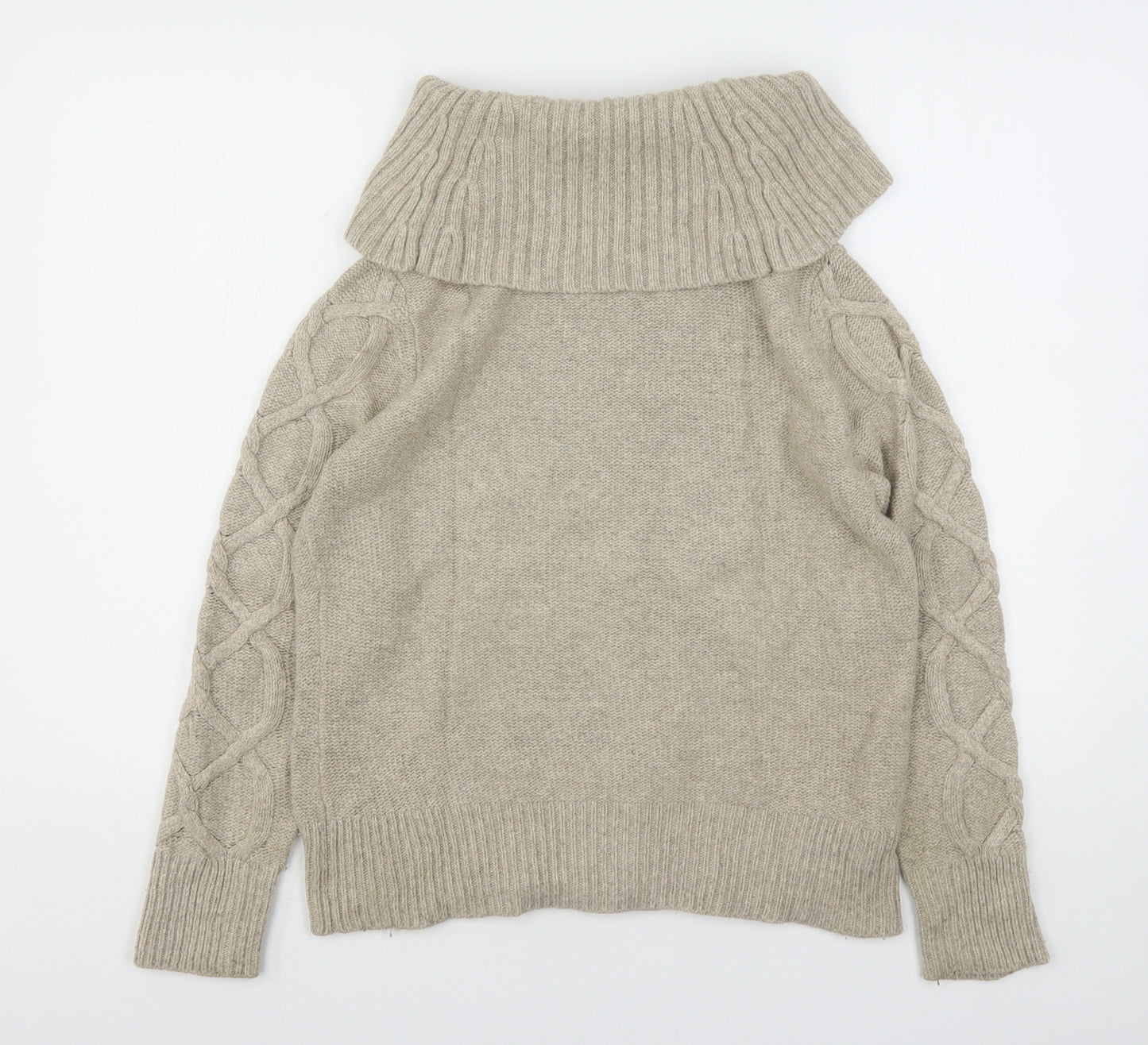 CC Womens Beige Roll Neck  Cotton Pullover Jumper Size M