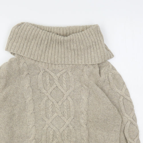 CC Womens Beige Roll Neck  Cotton Pullover Jumper Size M