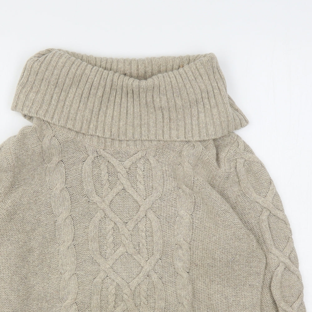 CC Womens Beige Roll Neck  Cotton Pullover Jumper Size M