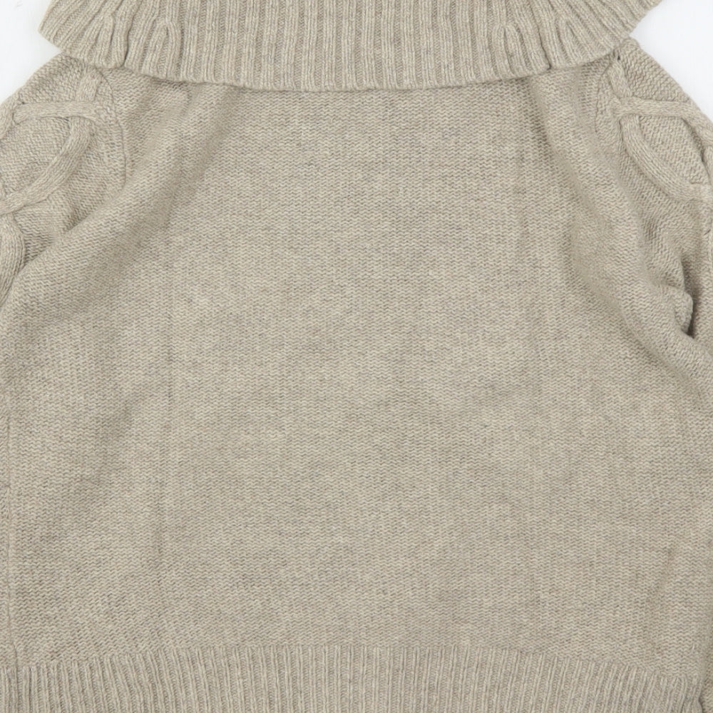 CC Womens Beige Roll Neck  Cotton Pullover Jumper Size M