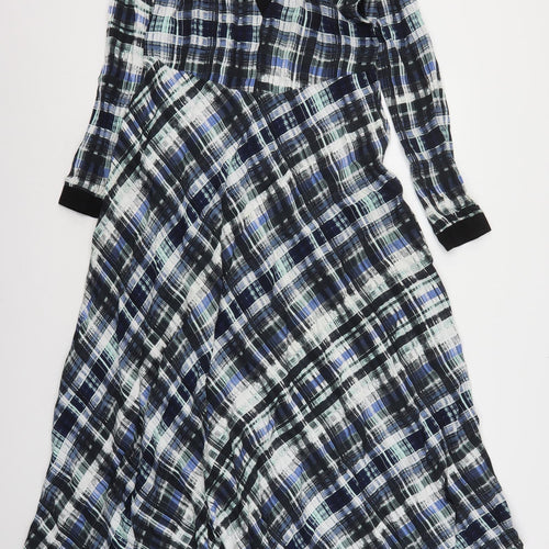 Store WF Womens Multicoloured Plaid Polyester A-Line  Size 8  V-Neck