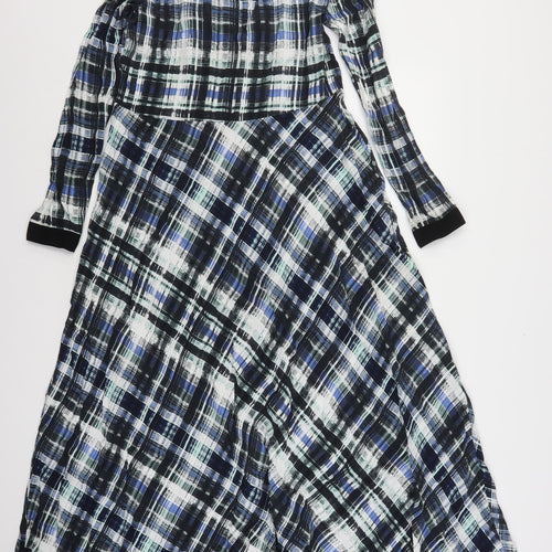 Store WF Womens Multicoloured Plaid Polyester A-Line  Size 8  V-Neck