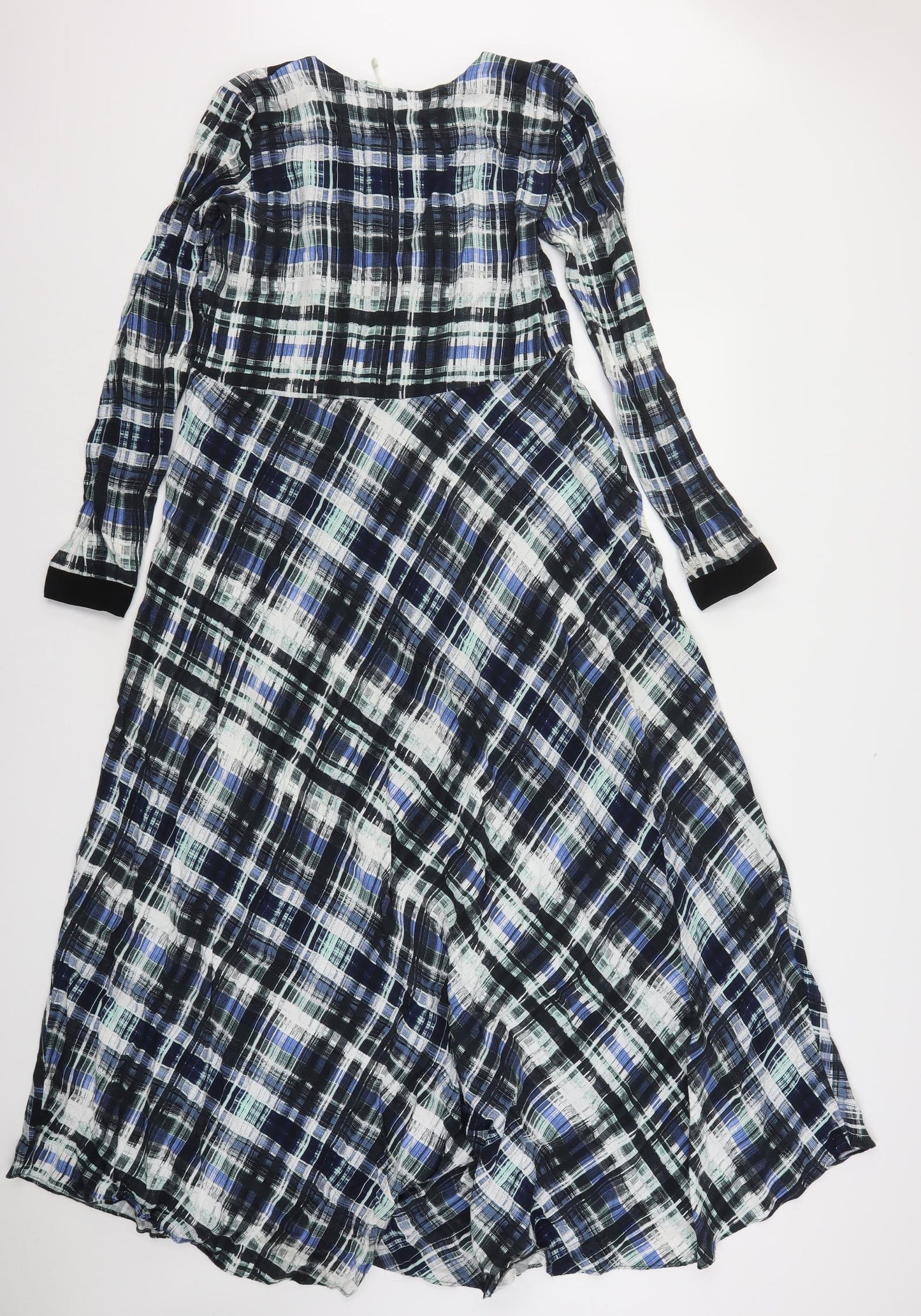 Store WF Womens Multicoloured Plaid Polyester A-Line  Size 8  V-Neck