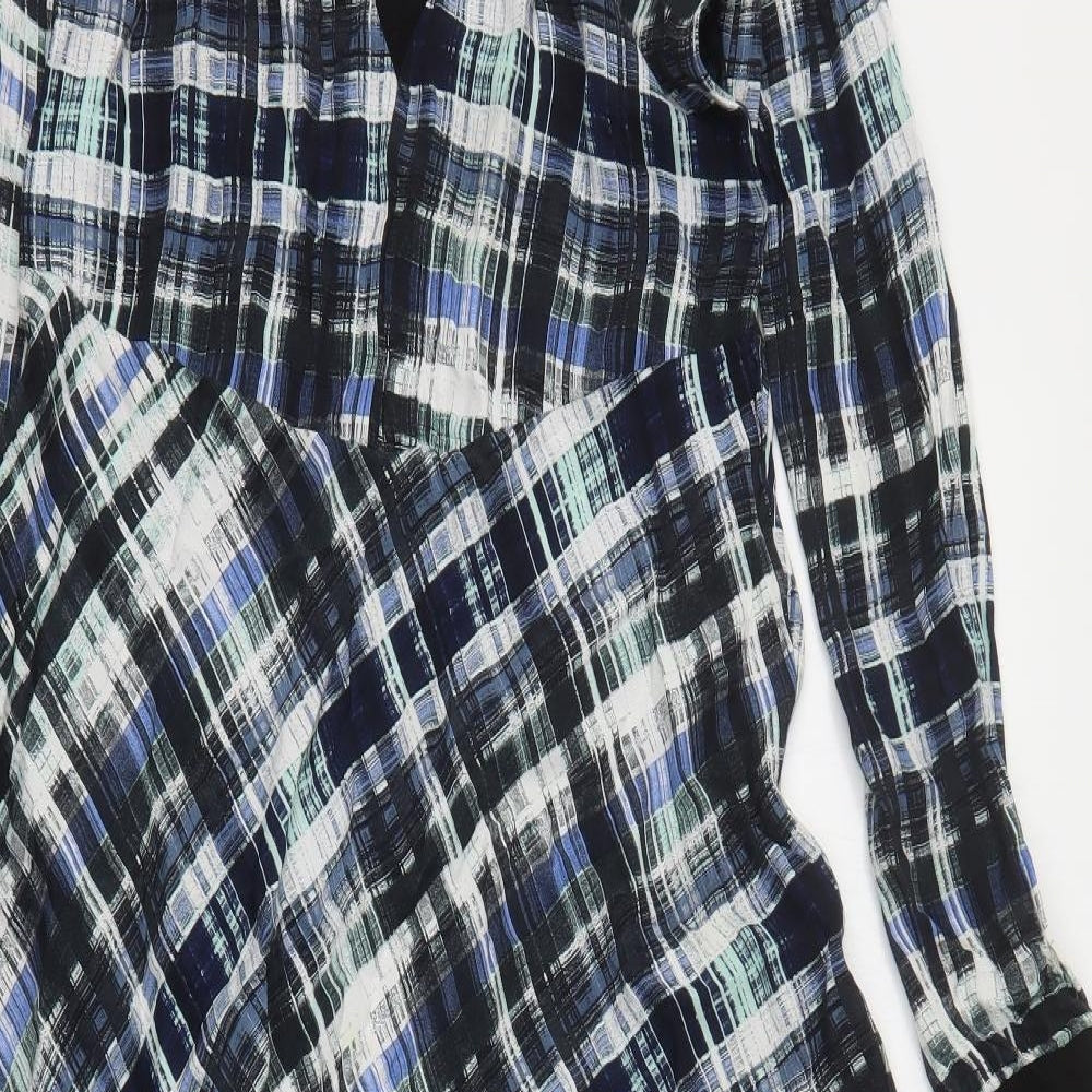 Store WF Womens Multicoloured Plaid Polyester A-Line  Size 8  V-Neck
