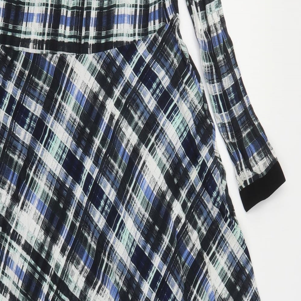 Store WF Womens Multicoloured Plaid Polyester A-Line  Size 8  V-Neck