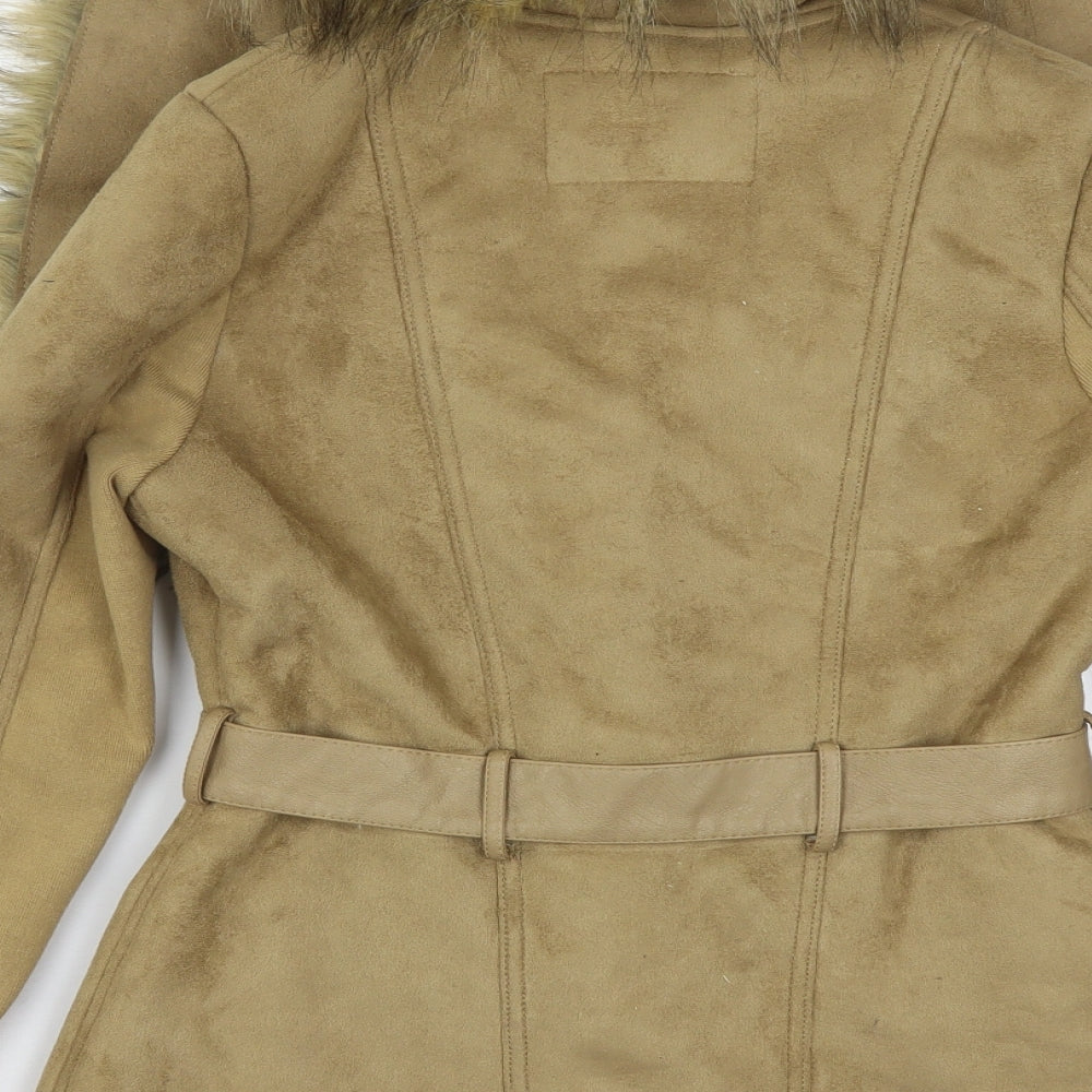 River Island  Womens Beige   Overcoat Coat Size 10  Zip