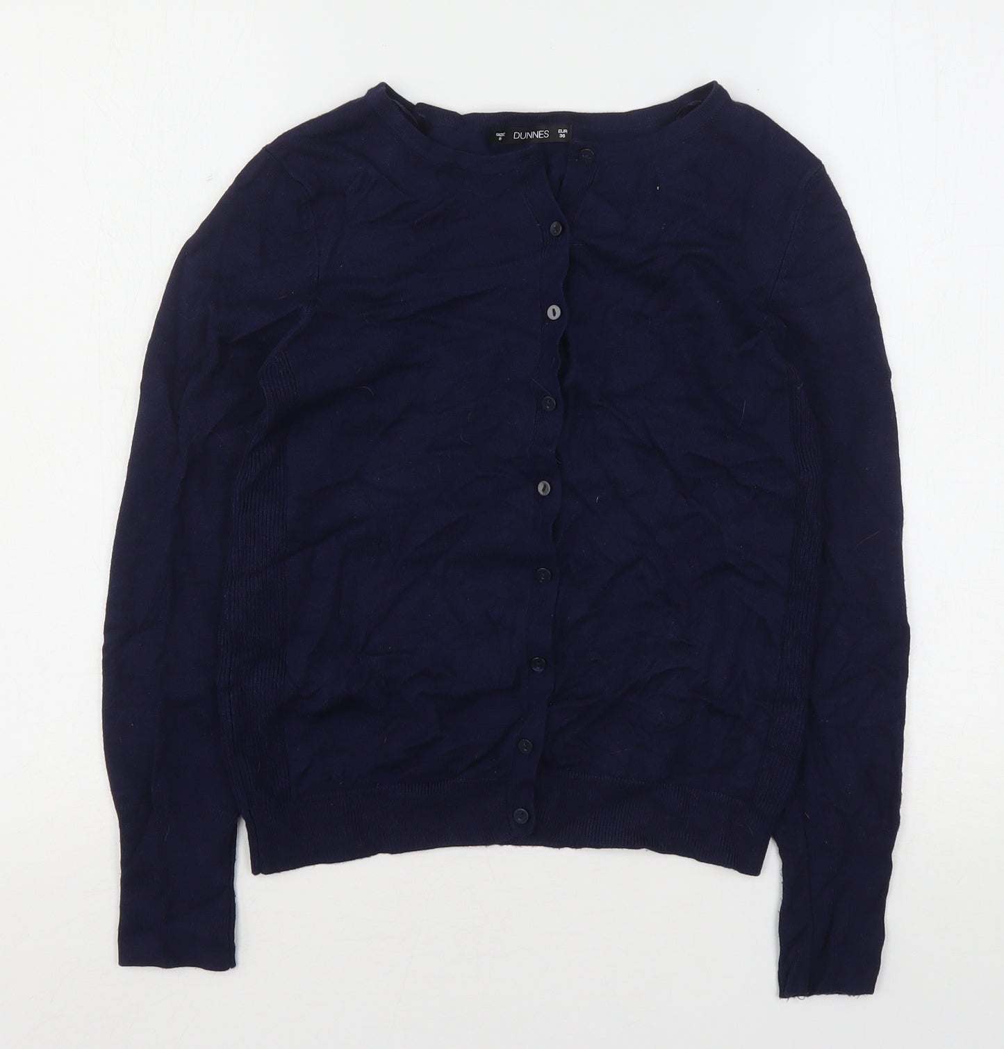 Dunnes Stores Womens Blue Round Neck  Viscose Cardigan Jumper Size 8