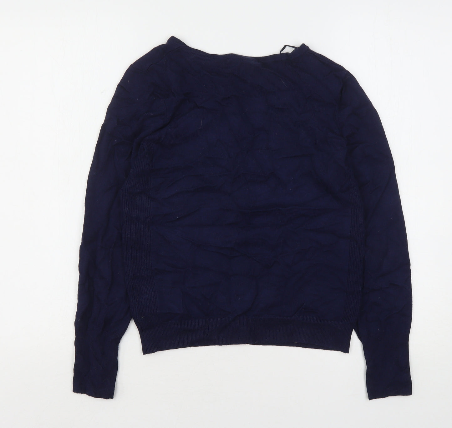 Dunnes Stores Womens Blue Round Neck  Viscose Cardigan Jumper Size 8