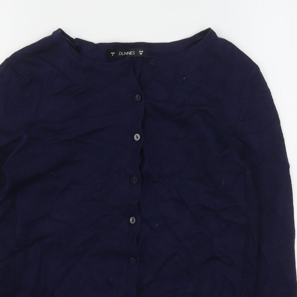 Dunnes Stores Womens Blue Round Neck  Viscose Cardigan Jumper Size 8