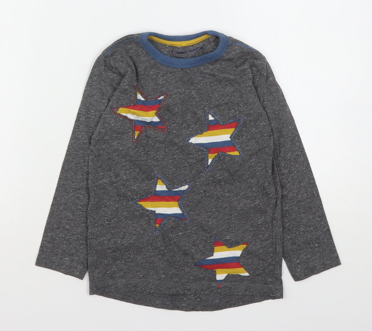 NEXT Boys Grey Striped Cotton Basic T-Shirt Size 4-5 Years Round Neck